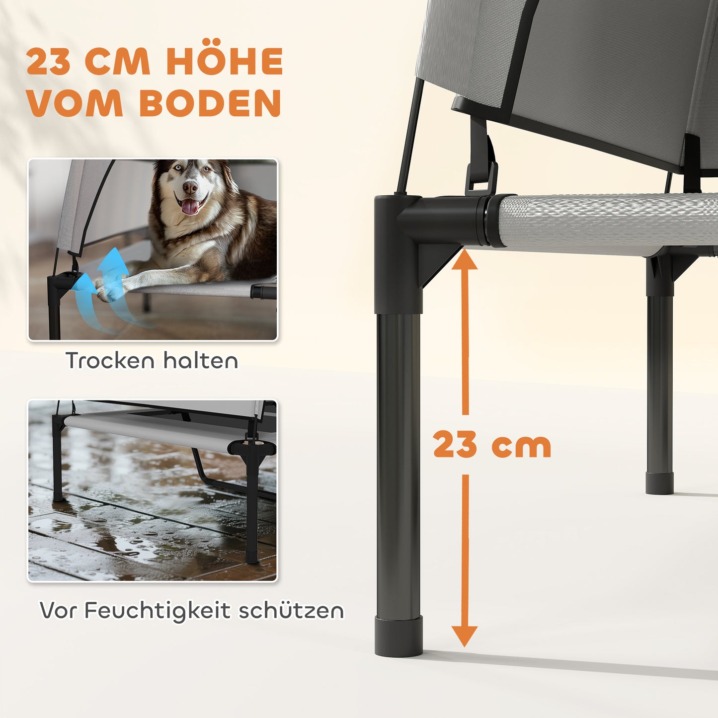 Kühler Schatten für die Großen: Deine erhöhte Outdoor-Hundeliege mit Sonnendach (XXL)