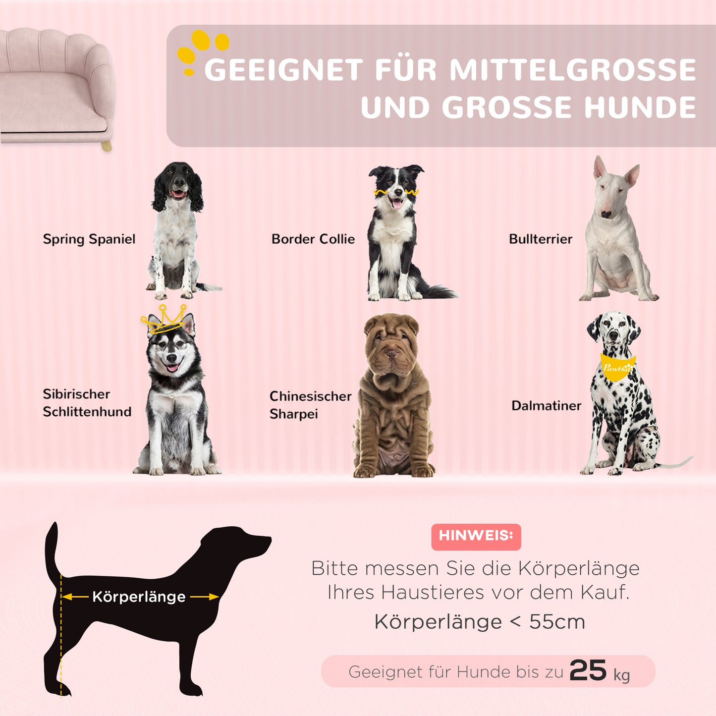 Luxus zum Entspannen: Dein gepolstertes Hundesofa (Rosa, bis 25 kg)