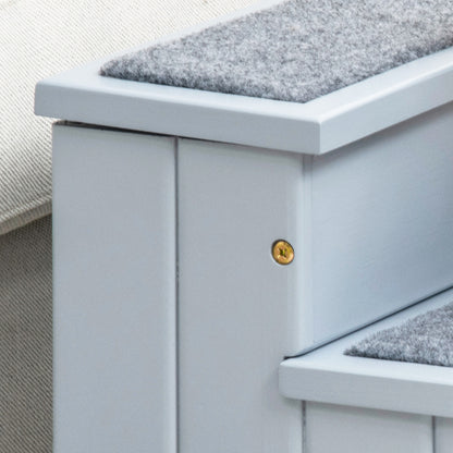 Sicherer Tritt aus Holz: Deine Hundetreppe mit Stauraum (3 Stufen, Grau)
