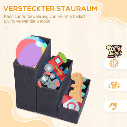 Leichter Aufstieg, faltbar verstaut: Deine Hundetreppe mit Stauraum (3 Stufen, Schwarz)