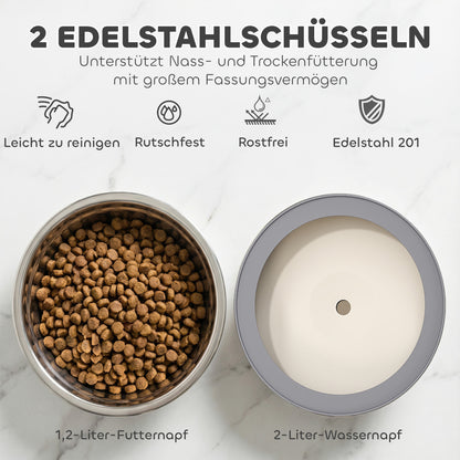 Trockener Boden, aufrechte Haltung: Dein höhenverstellbarer Futternapf mit Wassernapf