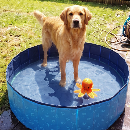 Faltbarer Hundepool mit Anti-Rutsch-Boden (Blau gemustert)