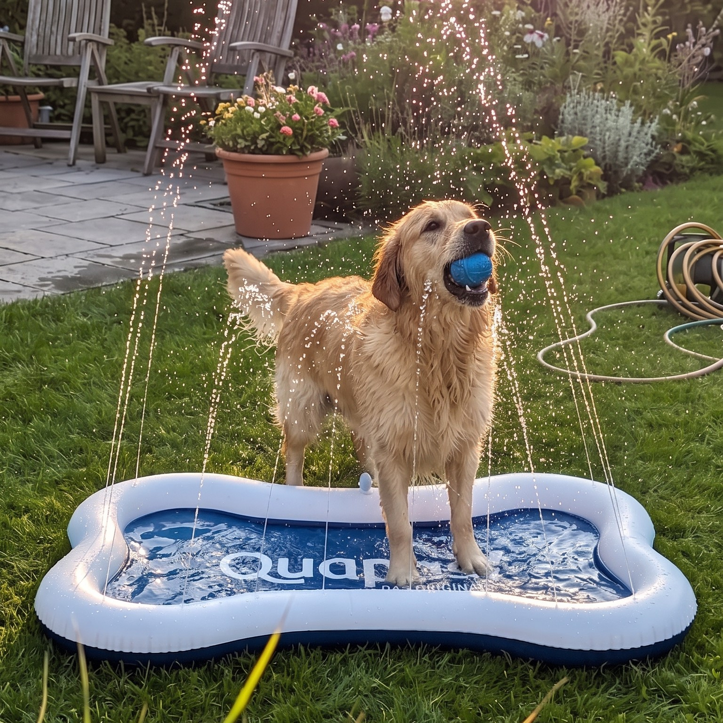 Wassersprinkler-Matte für Hunde, Gartenschlauch (140 cm)