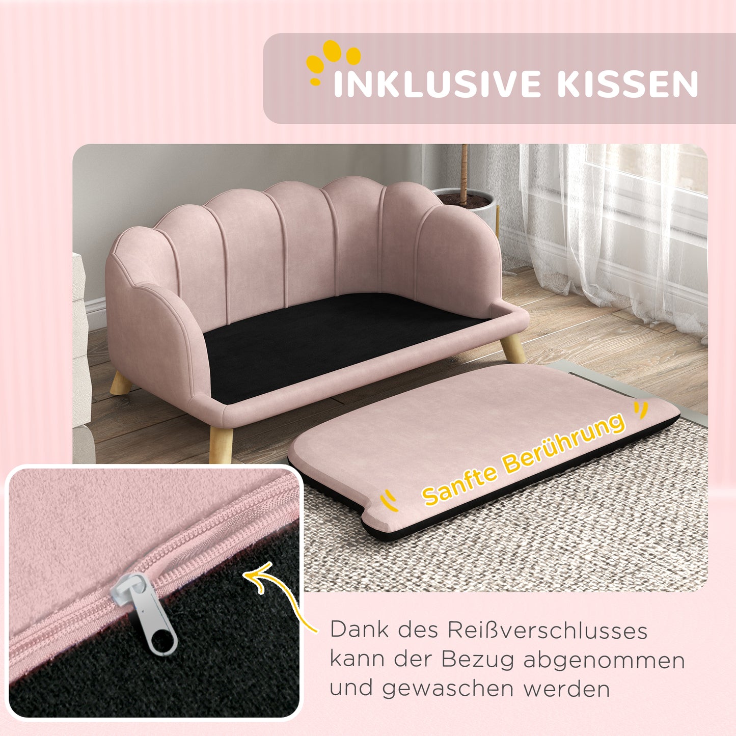 Luxus zum Entspannen: Dein gepolstertes Hundesofa (Rosa, bis 25 kg)