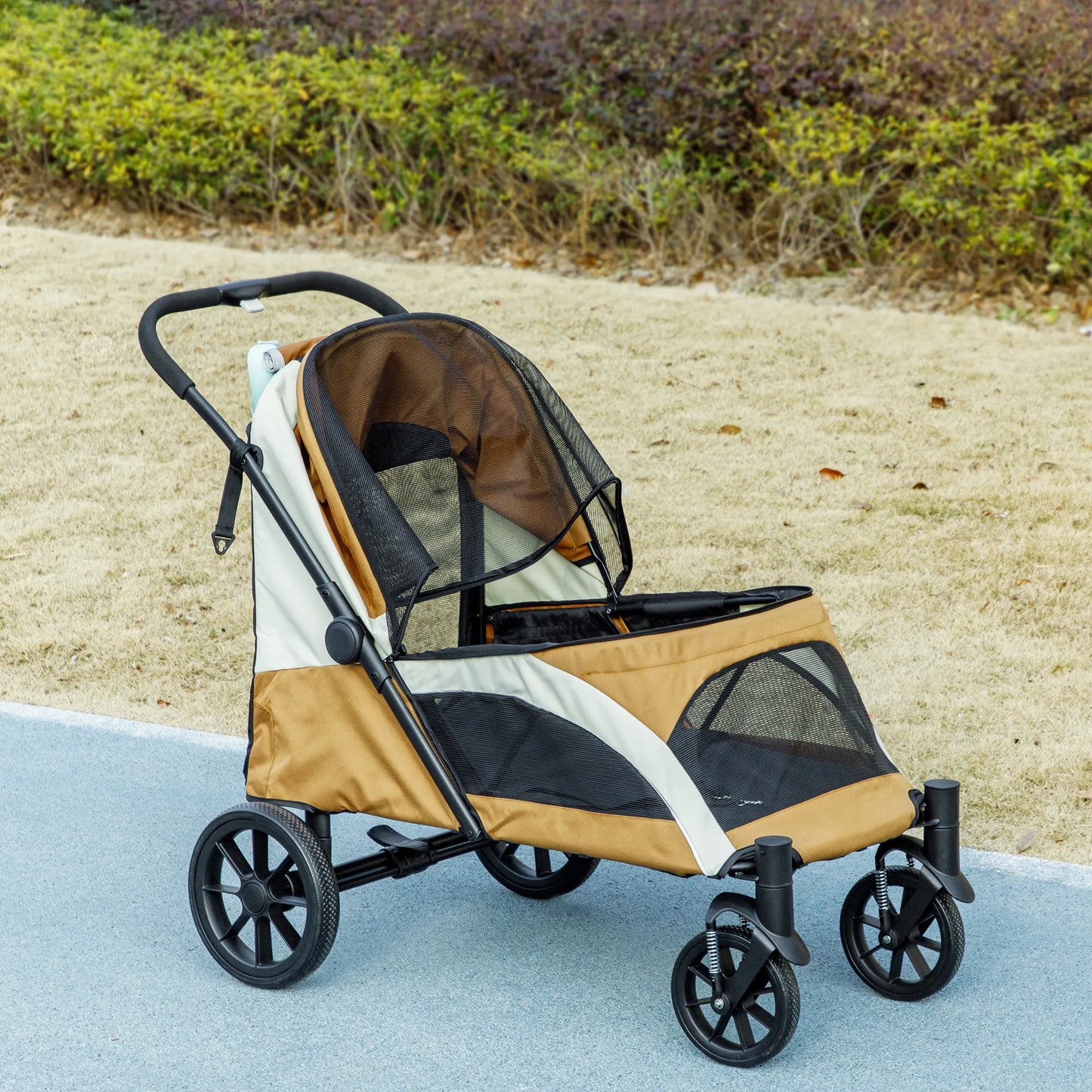 Hundebuggy für große Hunde bis 30 kg, faltbar (Braun)