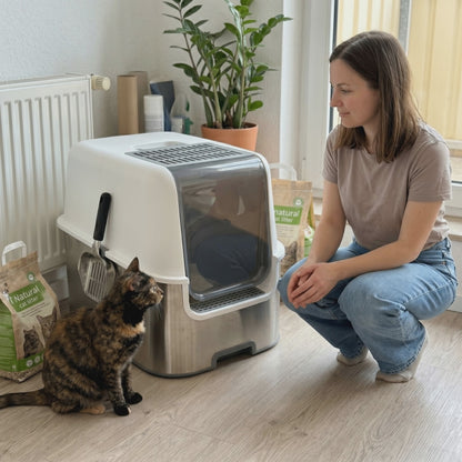 Edelstahl Katzentoilette mit Deckel: hygienisch sauber, wo Plastik längst aufgibt